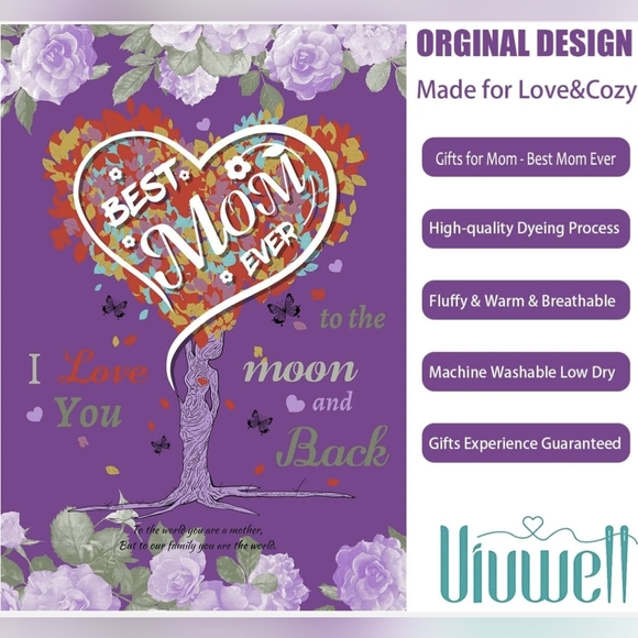 Vivwell Gifts for Mom from Daughter and Son Blanket for Mom Christmas Mom Gifts - Picture 2 of 2